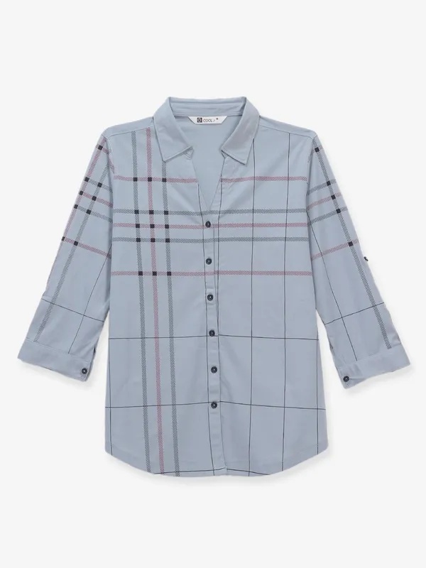 COOL grey checks cotton silk shirt