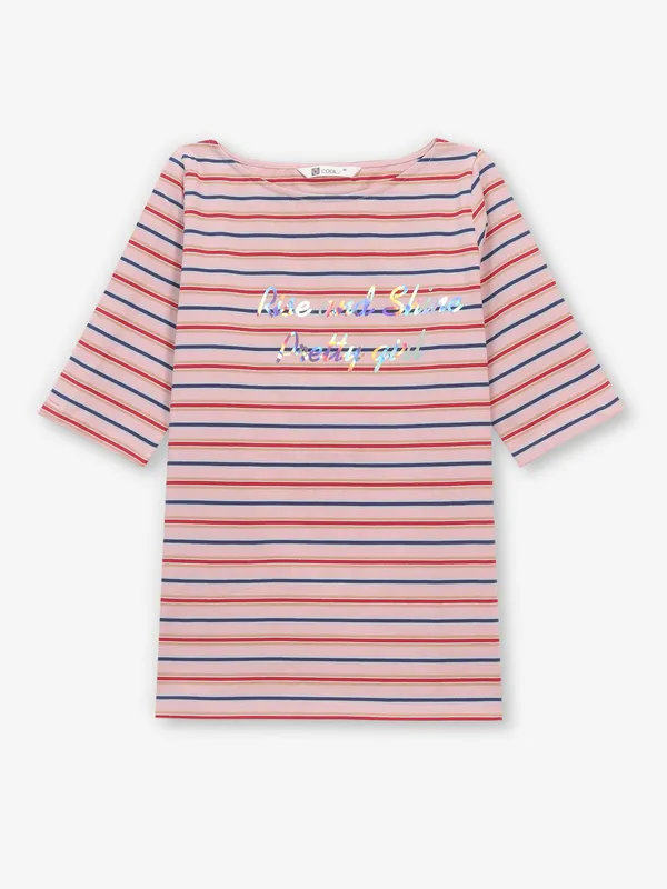 COOL pink stripe cotton silk t-shirt