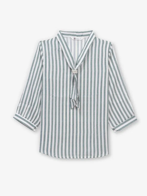 COOL pista green silk stripe top