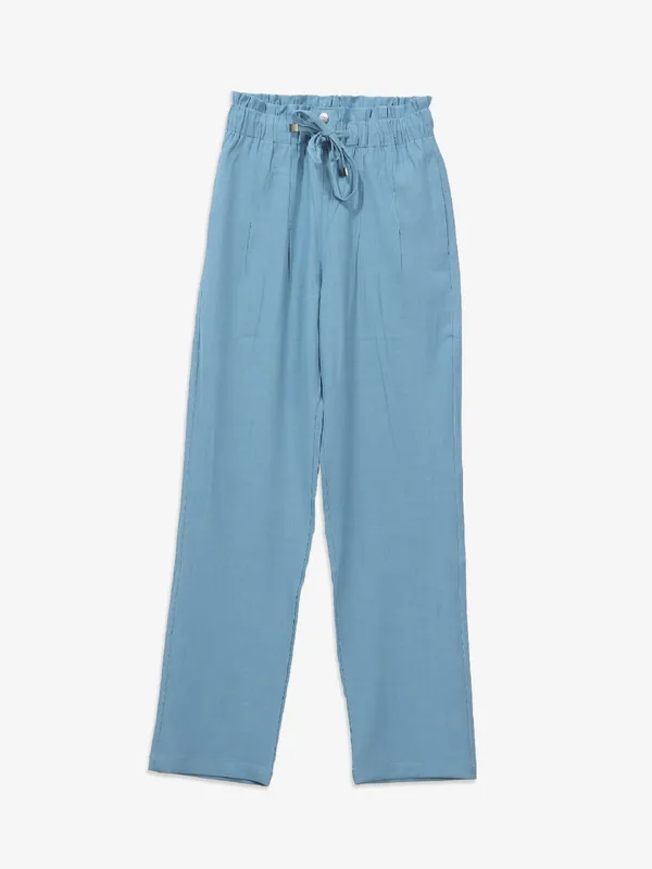 COOL sky blue cotton solid pant