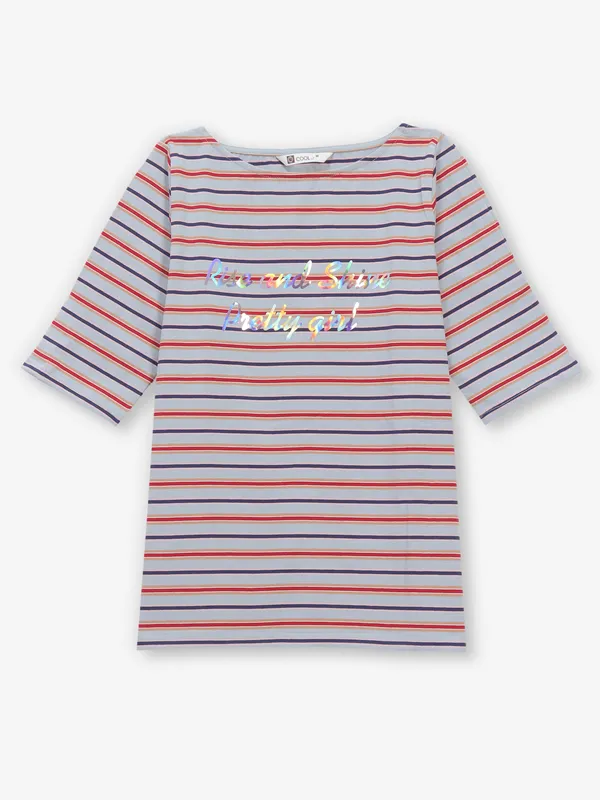 COOL stripe light grey silk top