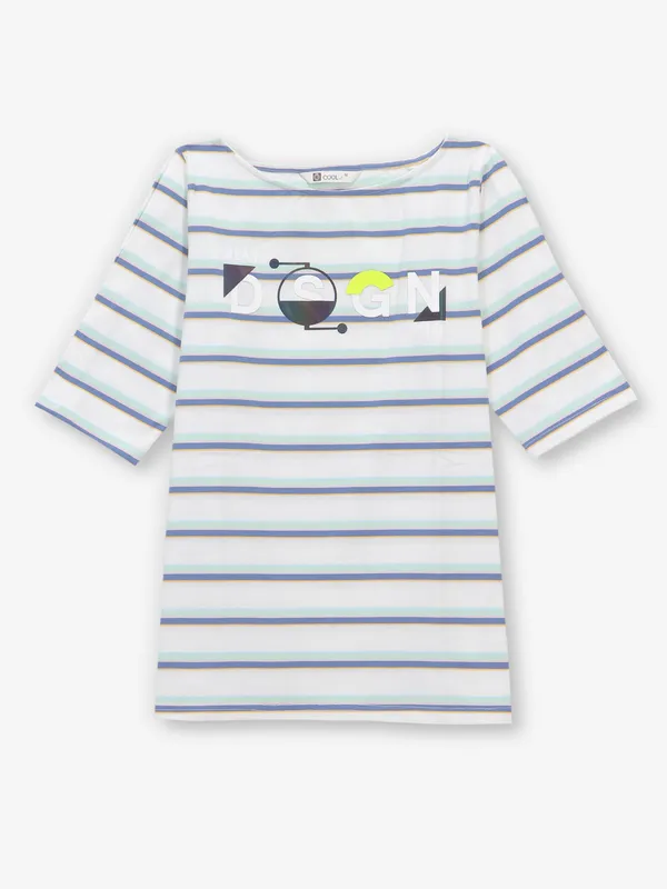 COOL stripe white silk top