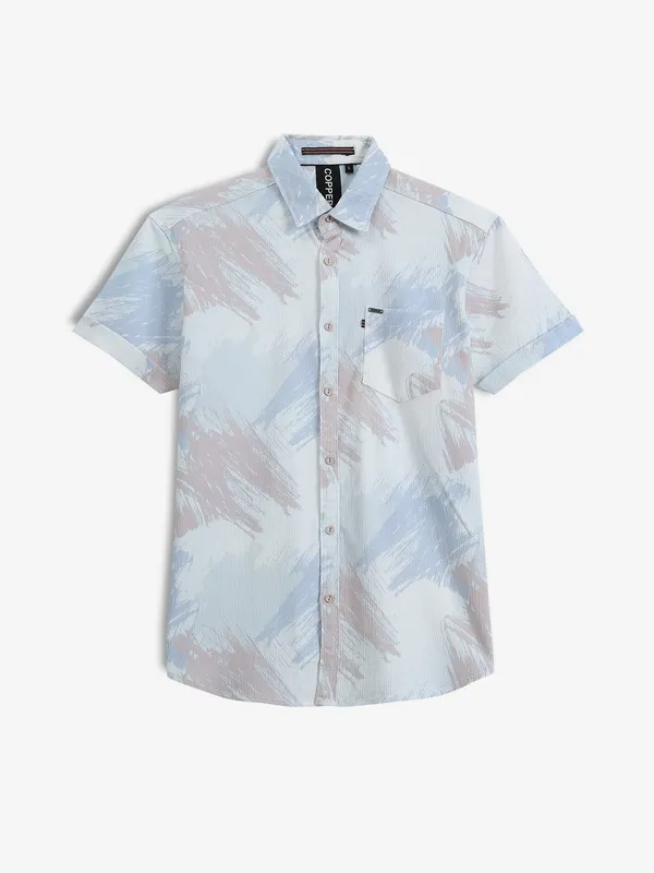 COPPER STONE light blue printed casual shirt