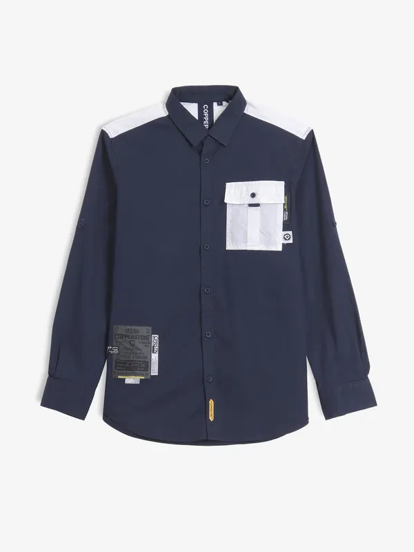 COPPER STONE navy cotton shirt