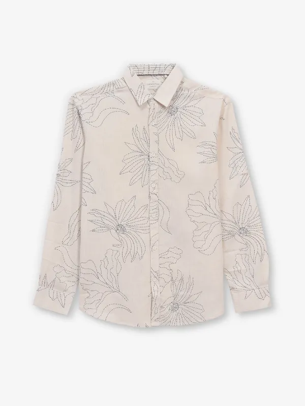 COPPERSTONE beige printed silk shirt