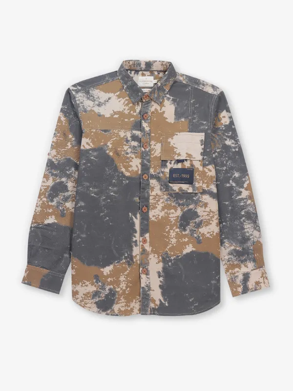 COPPERSTONE grey printed cotton shirt
