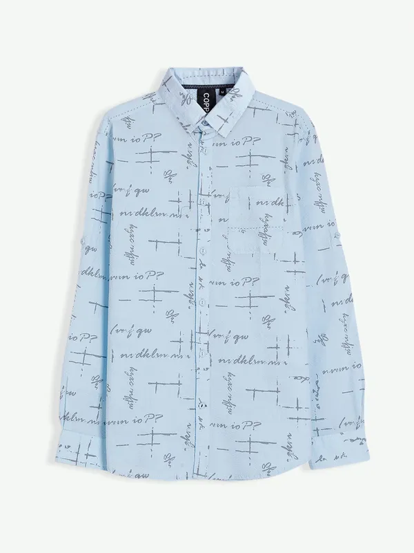 Copperstone light blue printed full sleeve shirt