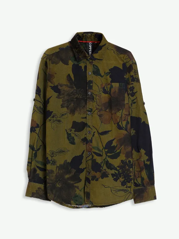 Copperstone military green printed shirt