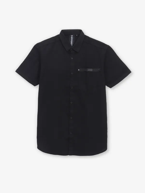COPPERSTONE plain black cotton shirt
