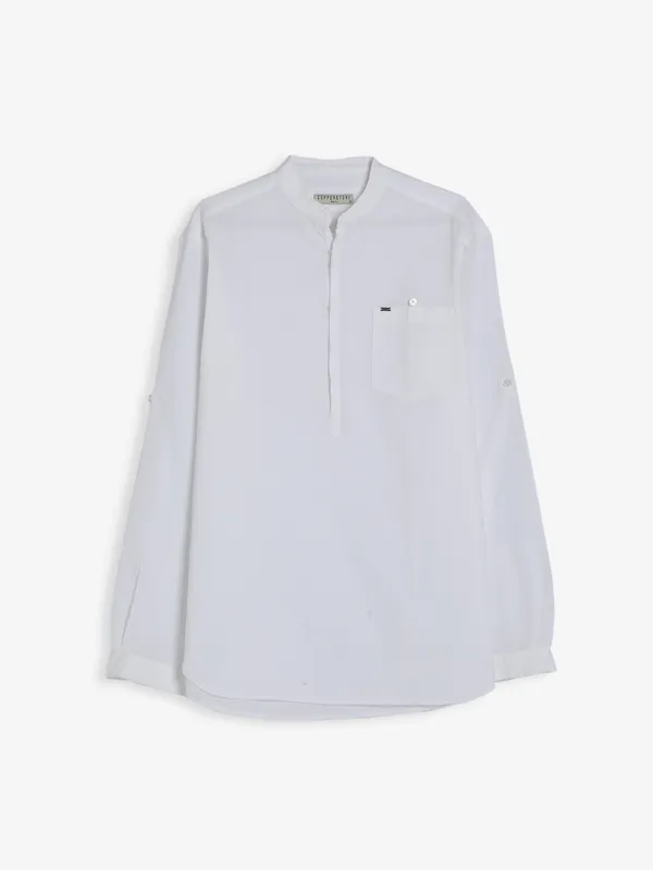 Copperstone white plain kurta style shirt