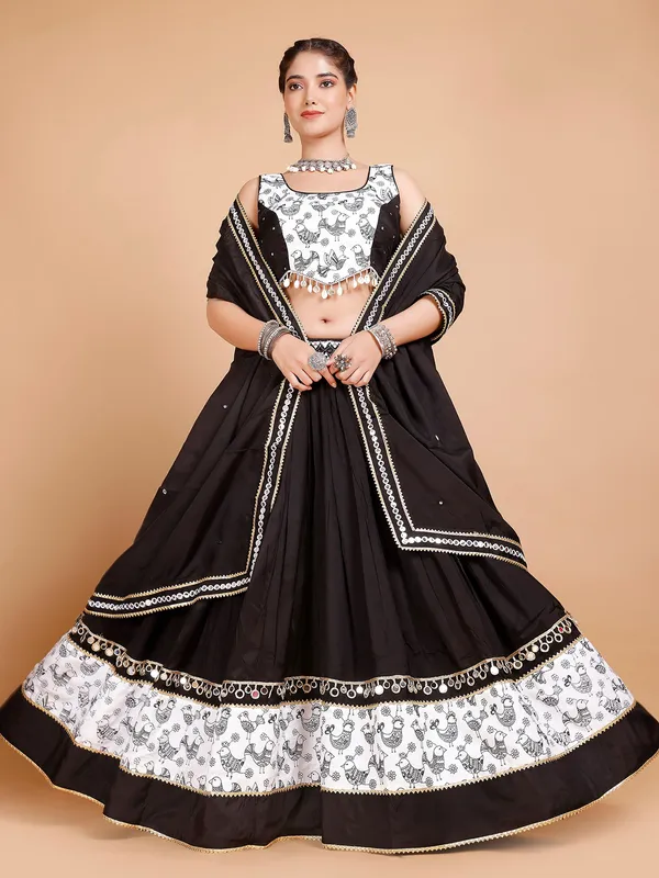 Cotton black and white chaniya choli