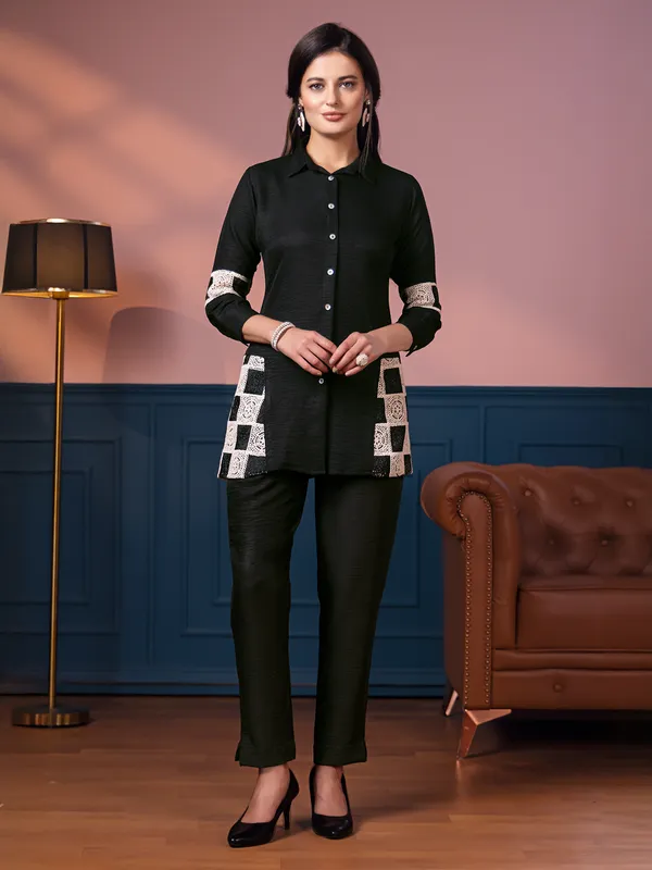 Cotton black casual co ord set