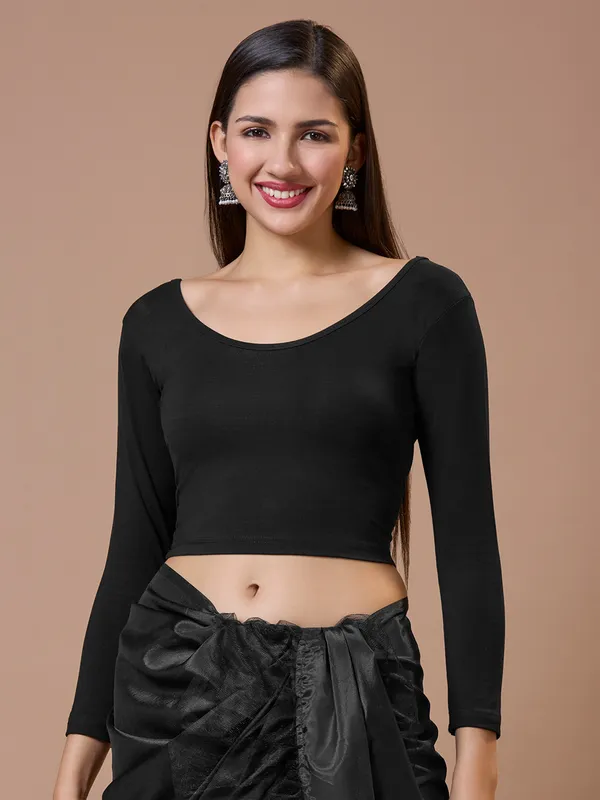 Cotton black readymade blouse