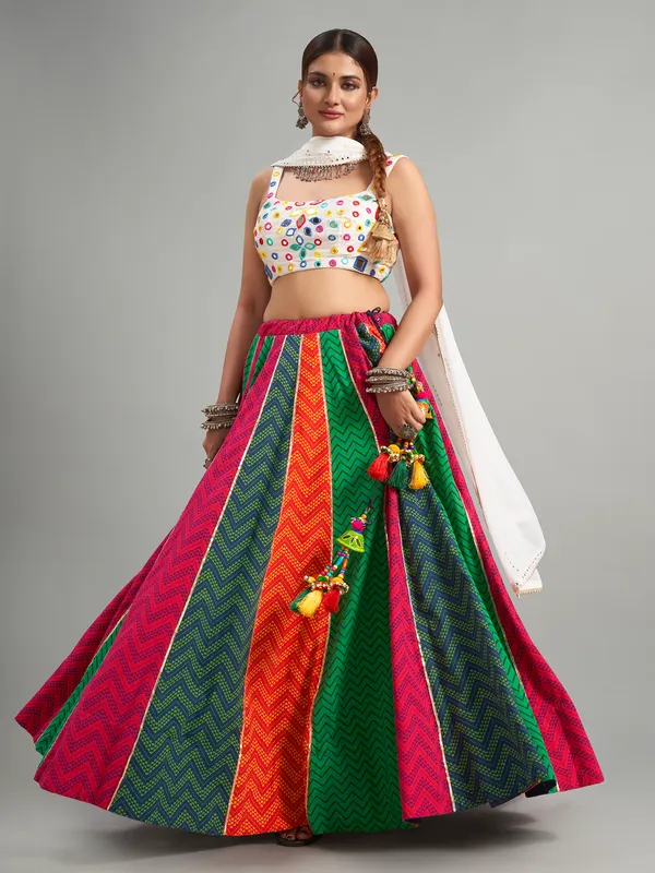 Cotton silk multi color chaniya choli