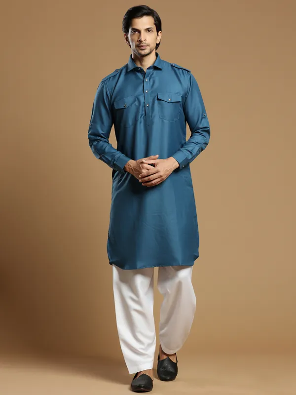 Royal Kurta Pathani Suit Uomo In Lino Misto Poliestere - Abito Tradizionale Indiano Per Feste E Occasioni Casual