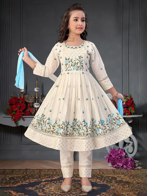 Cream cotton silk salwar suit