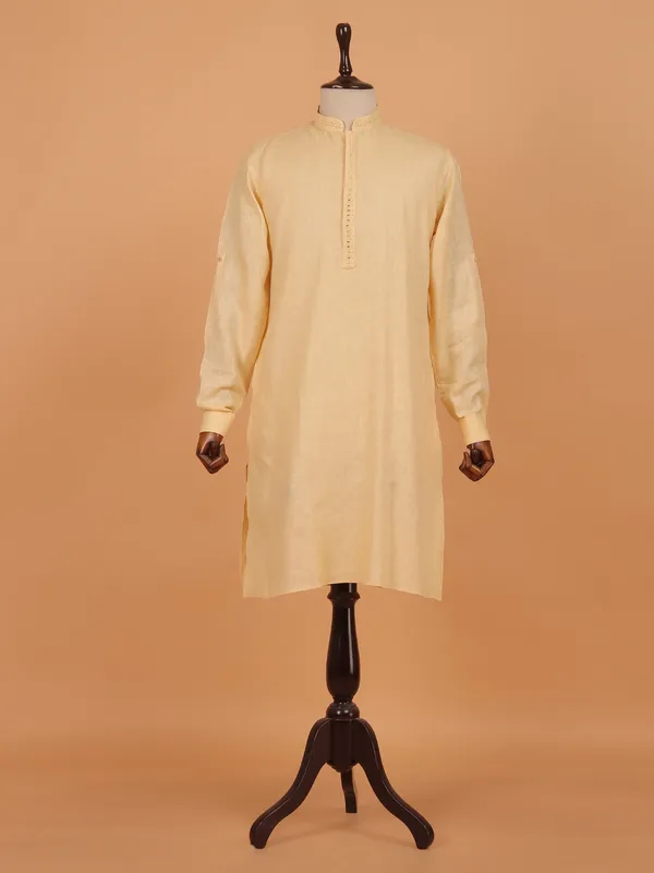 Cream cotton festive wear kurta set