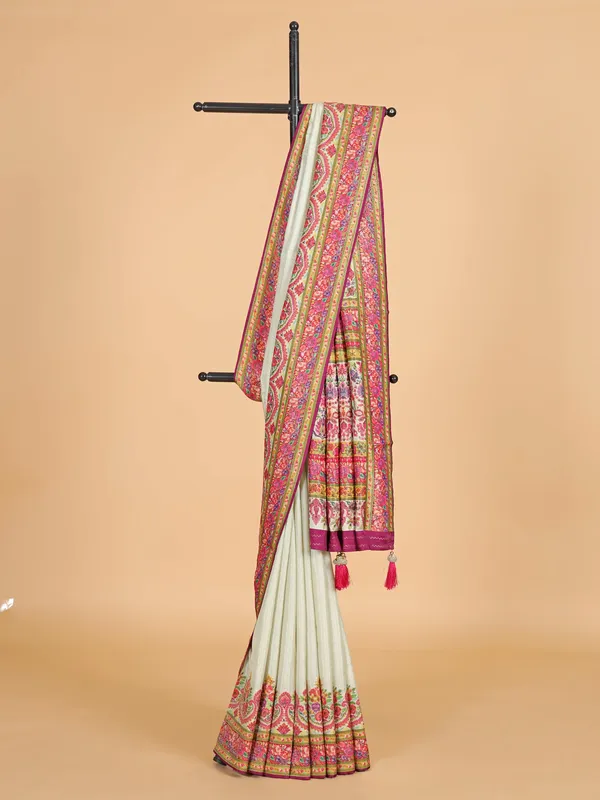Cream festive wear saree in stunning silk