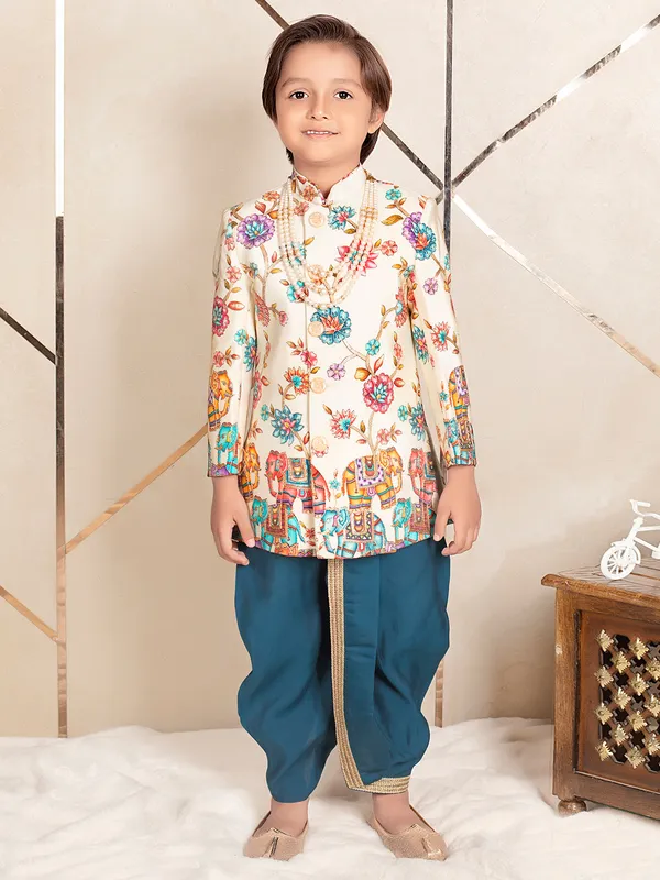 Cream luxurious indo western for boys