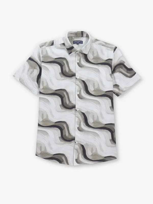 CRIMSONE CLUB off-white cotton printed shirt