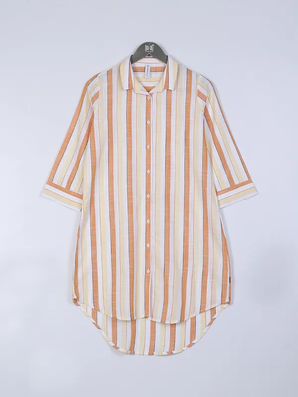 Crimsoune Club orange stripe cotton shirt