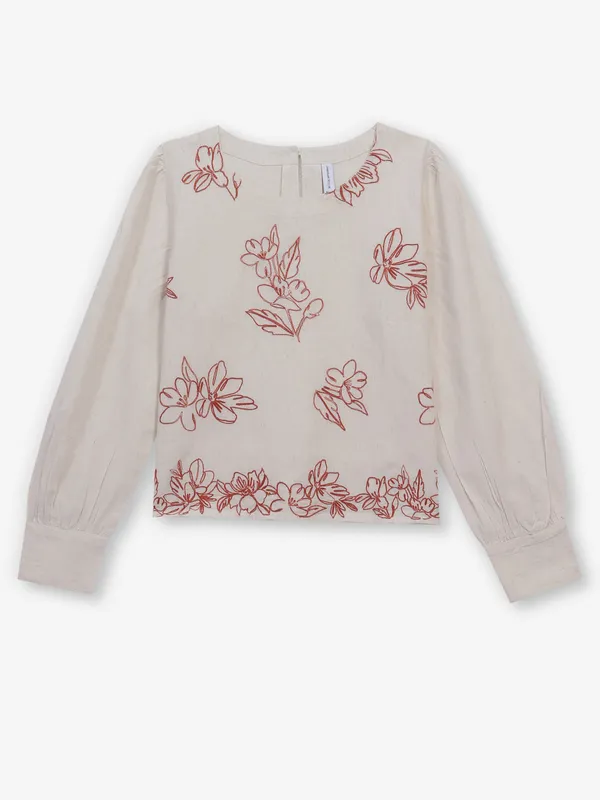 CRIMSOUNE CLUB beige cotton crop top