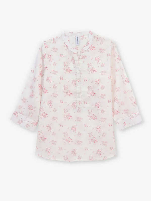 CRIMSOUNE CLUB beige printed cotton top