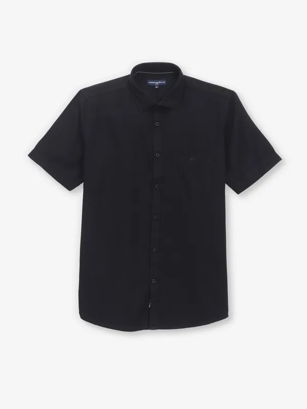 CRIMSOUNE CLUB black cotton slim fit shirt