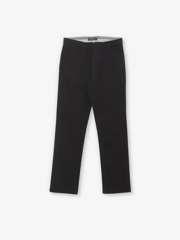 CRIMSOUNE CLUB black cotton straight fit multi pocket trousers for men