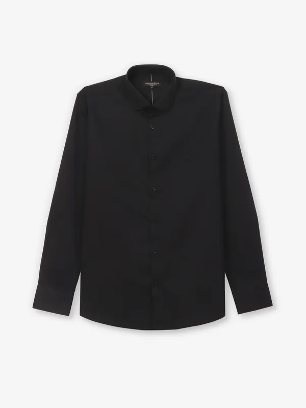 CRIMSOUNE CLUB black plain silk shirt