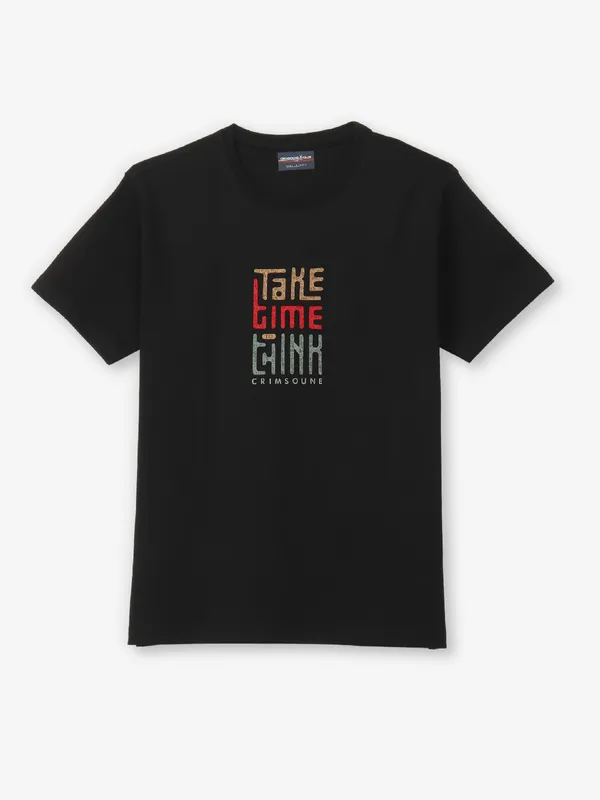 CRIMSOUNE CLUB black printed cotton t-shirt