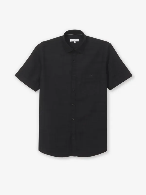 CRIMSOUNE CLUB black texture cotton shirt