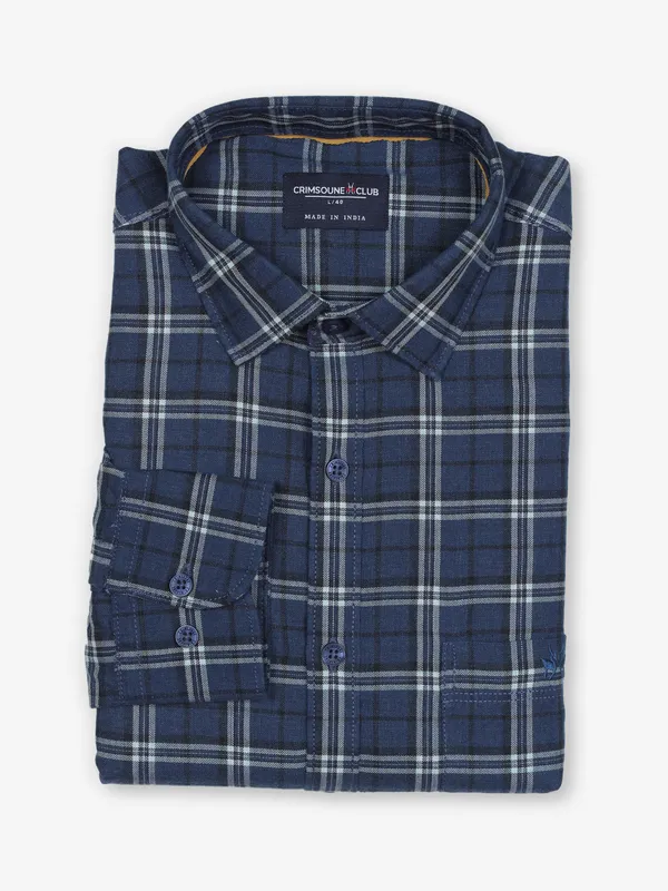 CRIMSOUNE CLUB blue checks shirt