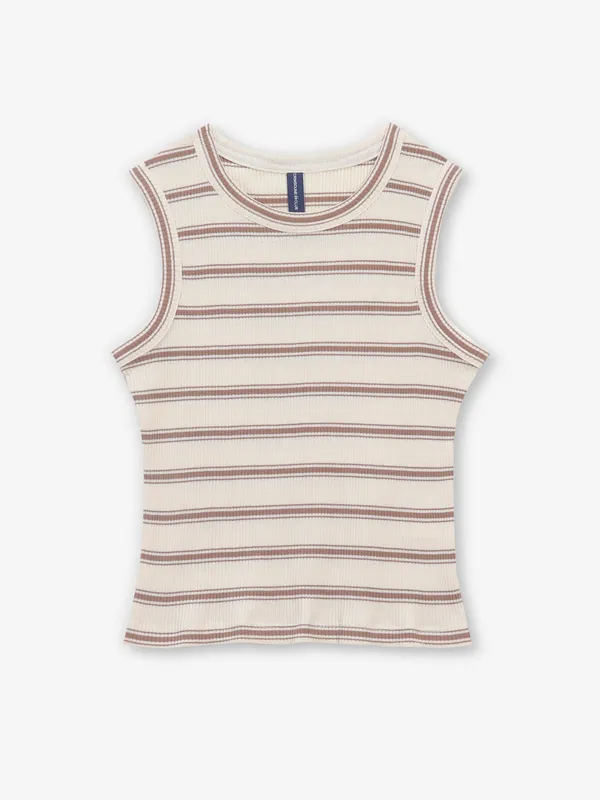 CRIMSOUNE CLUB brown and beige stripe top