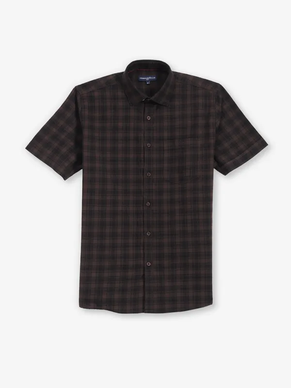 CRIMSOUNE CLUB brown checks shirt for men