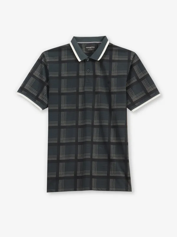 CRIMSOUNE CLUB checks grey cotton t-shirt