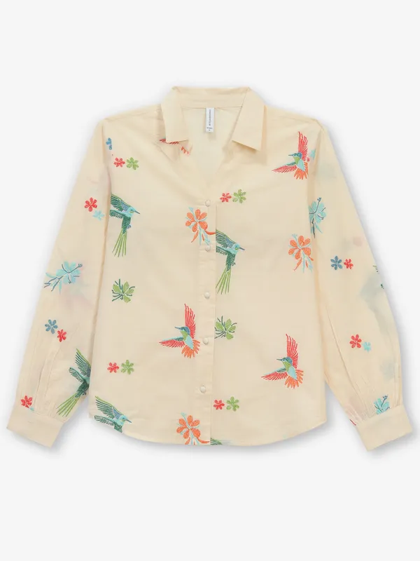 CRIMSOUNE CLUB cream cotton shirt