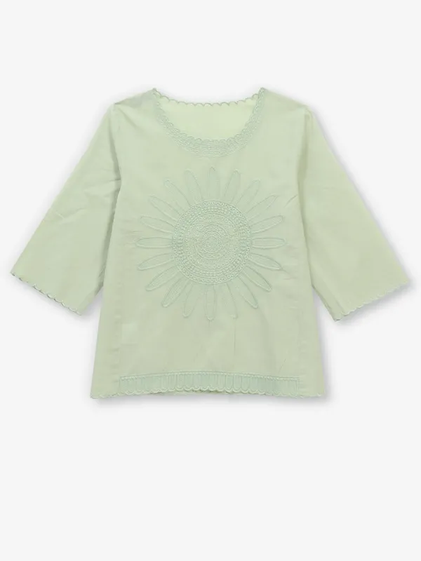 CRIMSOUNE CLUB green cotton silk top