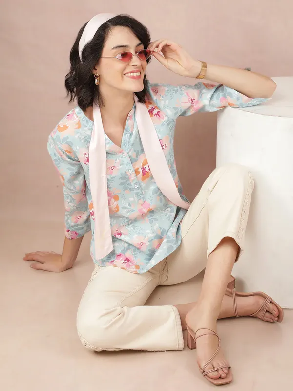 CRIMSOUNE CLUB grey cotton shirt for women