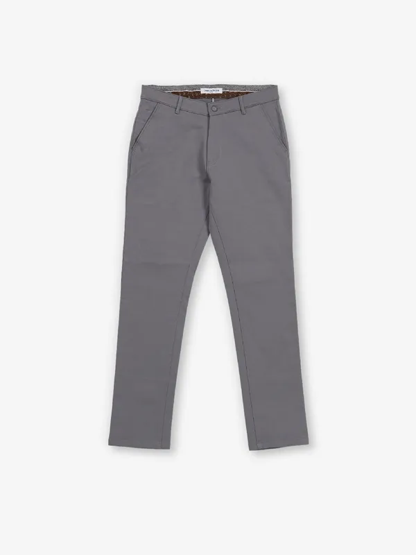 CRIMSOUNE CLUB grey cotton urban fit trousers for men