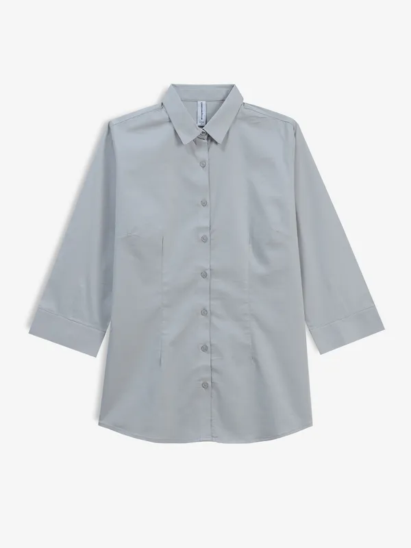 CRIMSOUNE CLUB grey plain shirt