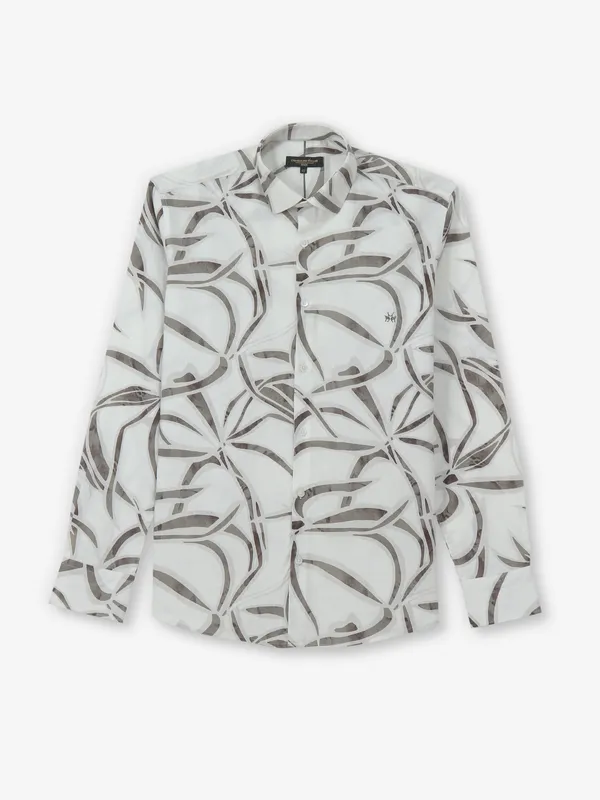 CRIMSOUNE CLUB grey printed cotton shirt