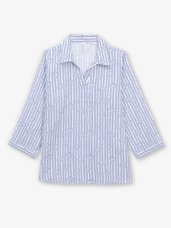 CRIMSOUNE CLUB indigo blue printed top