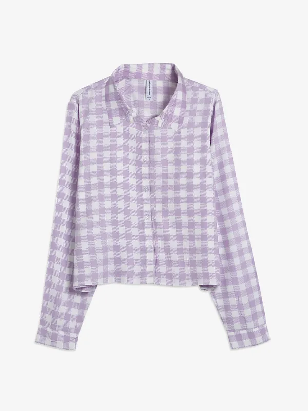 Crimsoune Club light purple checks shirt
