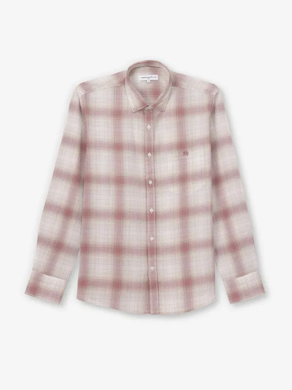 CRIMSOUNE CLUB mauve purple checks cotton shirt