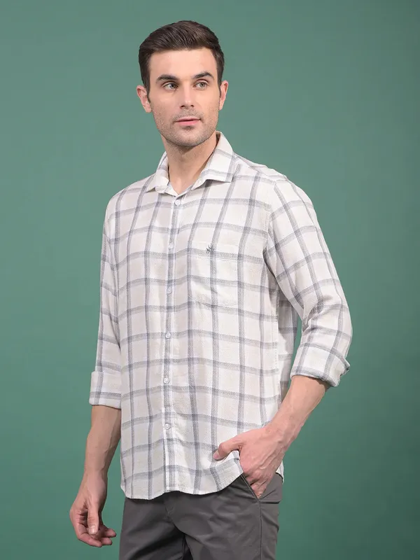 CRIMSOUNE CLUB off white check shirt