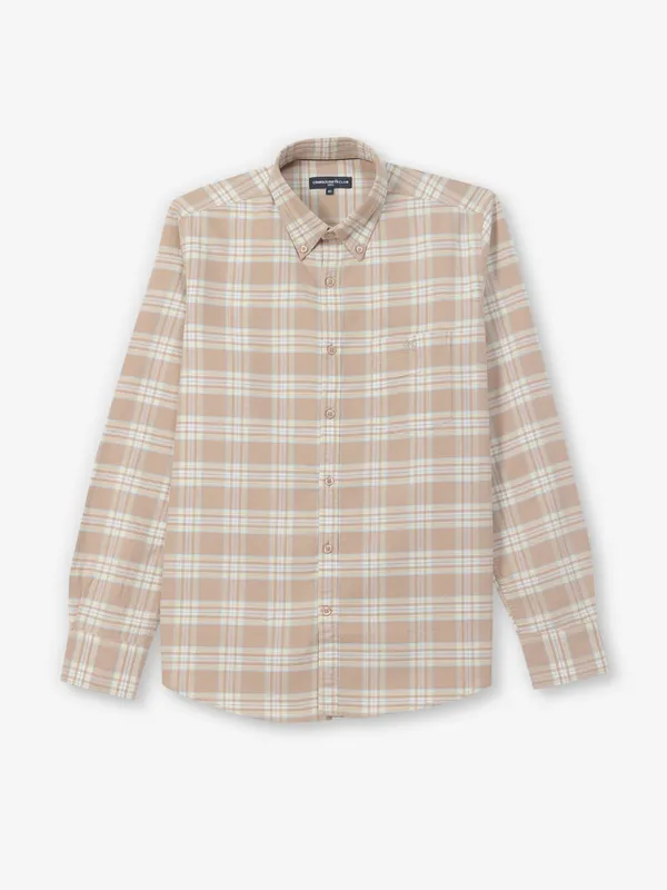 CRIMSOUNE CLUB peach cotton slim fit shirt
