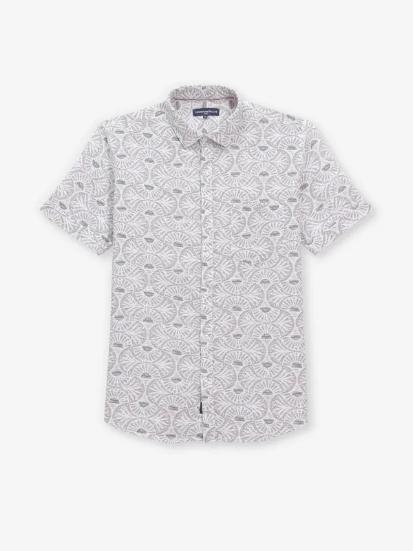 CRIMSOUNE CLUB printed beige cotton shirt
