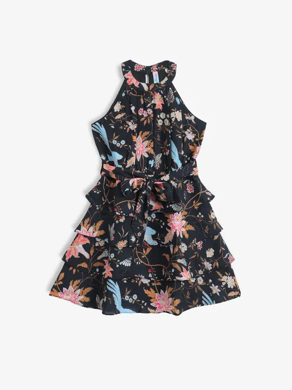 CRIMSOUNE CLUB printed black frock