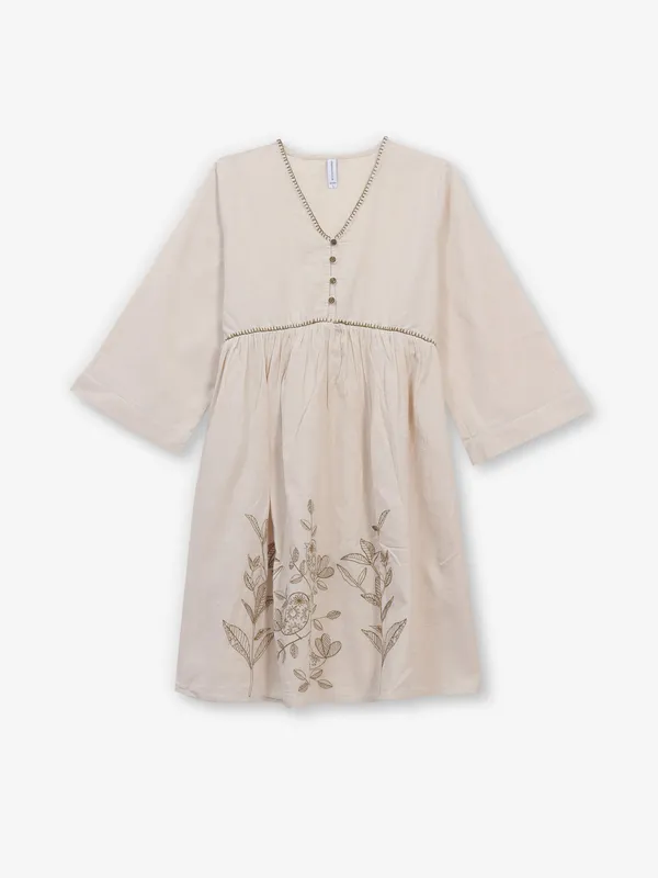 CRIMSOUNE CLUB printed cotton beige dress
